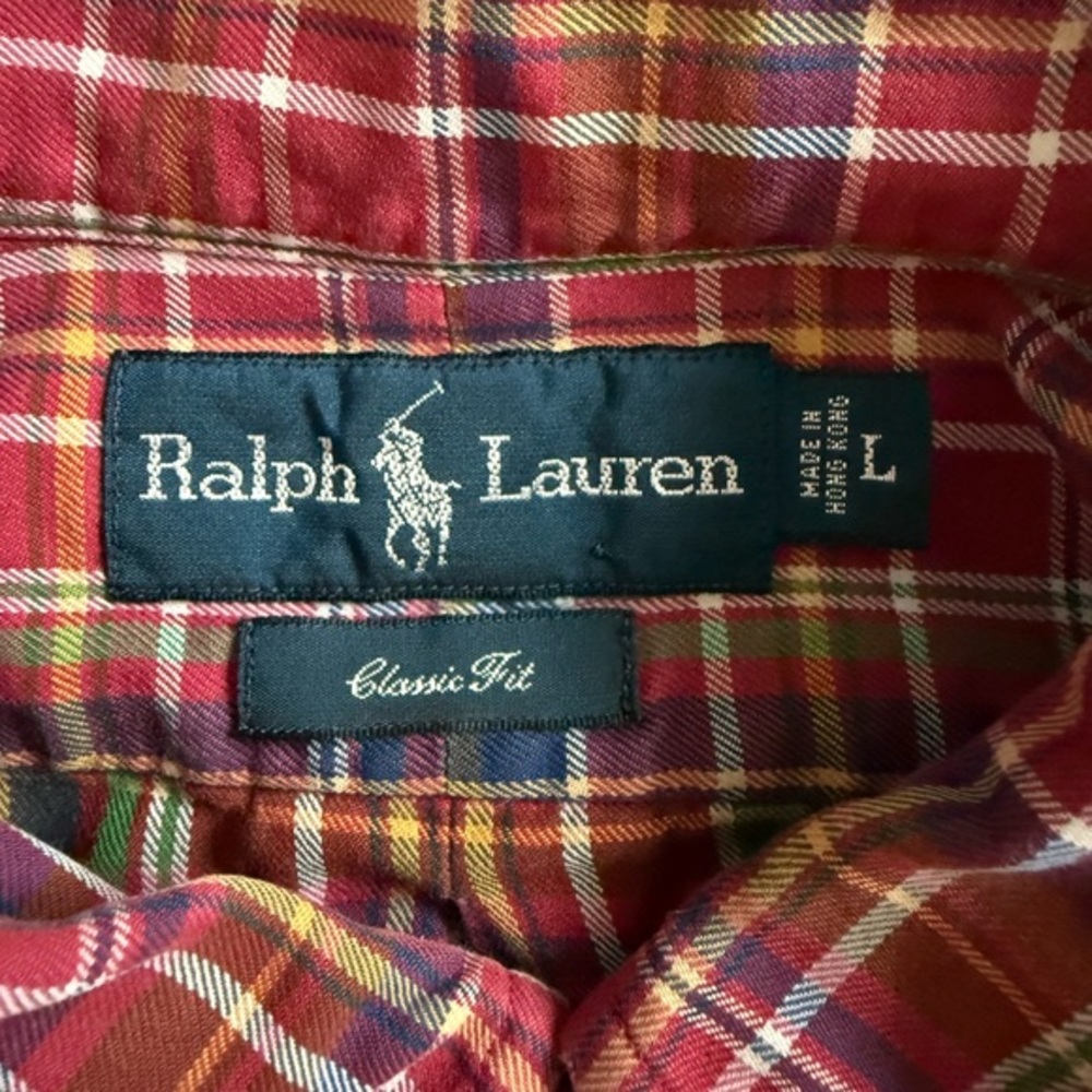 Ralph Lauren‎ Classic Fit Plaid Button Down Shirt Men’s Large - Picture 3 of 6